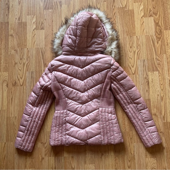 Eclipse/Tattoo - Blush Pink Puffer Jacket with Removable Faux Fur Hood - Picture 3 of 4